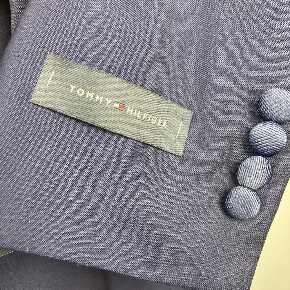 Tommy Hilfiger Mens‎ Modern fit Tuxedo Jacket Blazer 56R Navy Blue Solid Stretch